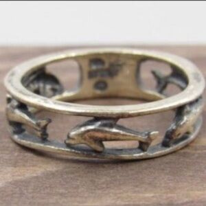 Dolphin Band Sterling Silver Ring